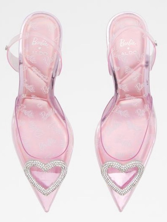 Aldo Shoes - ALDO Barbie Women's Light Pink Slingback Pointed Heels with Crystal Heart
